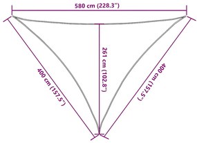kék háromszög alakú HDPE napvitorla 160 g/m² 4x4x5,8 m
