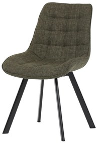 Scaun de dining tapițat cu țesătură verde și picioare metalice. HC-465