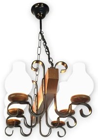 Brilagi - Csillár láncon QUEEN 6xE14/40W/230V bükkfa/dió