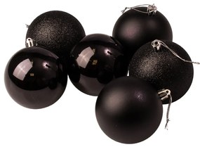 6db-os 8cm-es karácsonyi gömb szett - Fekete