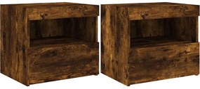 vidaXL 2 db sonoma tölgy éjjeliszekrény LED-fényekkel 50x40x45 cm