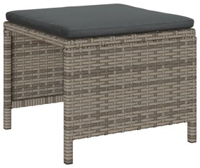 Kültéri Kanapé Szett Szürke és sötétszürke Rattan, edzett üveg