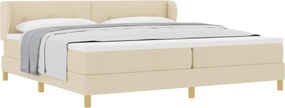 vidaXL Boxrugós ágy matracmal fejtámlával Krém 200 x 200 cm szövet