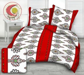 ORNAMENTS Piros pamut ágynemű DeLuxe Ágynemű mérete: 140x200 cm, A csomag tartalma: Készletcsomagolás