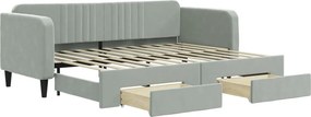vidaXL világosszürke kihúzható bársony heverő fiókkal 80 x 200 cm