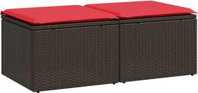 vidaXL 2 részes barna polyrattan akácfa kerti ülőgarnitúra párnákkal