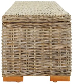 natúr kubu rattan és tömör mahagóni fa tárolódoboz 110 cm