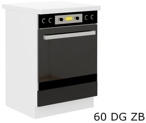 OMEGA 60 DG ZB süllyesztett konyhaszekrény munkalappal, 60x82x60, fekete/fehér