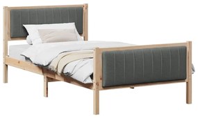 Ágykeret barna és sötétszürke 100 x 200 cm Tömör fenyőfa