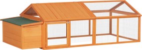 PawHut Kültéri Tyúkól 240x112.5x76 cm Fa Tyúkól Felnyitható Tetővel Zárható Ajtókkal és Tojófészekkel Kecskéknek, Nyulaknak, Kacsáknak | Aosom