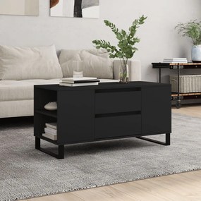 Fekete szerelt fa dohányzóasztal 102x44,5x50 cm