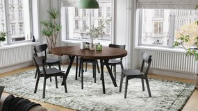 Mazzoni VITO Barna Tölgy/fekete lábak - LOFT/IPARI STÍLUSÚ 310 cm-re BŐVÍTHETŐ NAGY KEREK ASZTAL Ø110 Y LÁBAKKAL