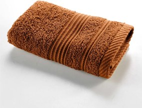 Terrakotta színű frottír pamut törölköző 30x50 cm Tendresse – douceur d'intérieur