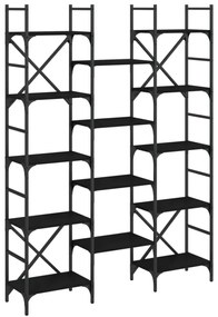 fekete szerelt fa könyvespolc 127,5x28,5x172,5 cm