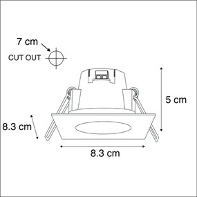 3 db négyzet alakú acél beépített spotlámpa LED-del IP65 - Simply