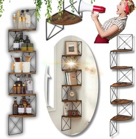 Fali Sarokpolc Függesztett Sarokpolc Falra Szerelhető Loft Vintage Stílus!