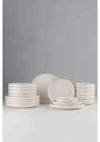 18 részes porcelán étkészlet, fehér/arany