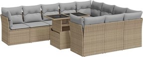 vidaXL 11 részes bézs polyrattan kerti ülőgarnitúra párnákkal