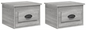 2 db szürke sonoma falra szerelhető éjjeliszekrény 41,5x36x28cm