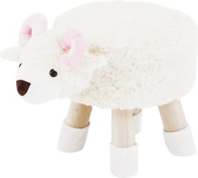 Zsámoly bárány alakban, Velvet szövet fehér/rózsaszín/természetes, LOLA