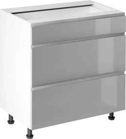 Alsószekrény, fehér/szürke extra magasfényű HG, AURORA D80S3