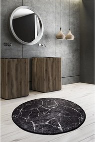 Fekete fürdőszobai kilépő ø 100 cm Marble – Foutastic