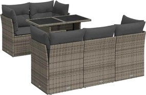 vidaXL 6 részes szürke polyrattan kerti ülőgarnitúra párnákkal