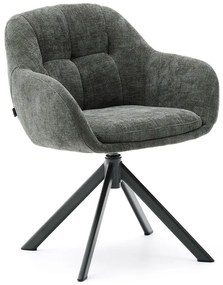 Sötétzöld kárpitozott karfás étkezőfotel Dorina – Kave Home