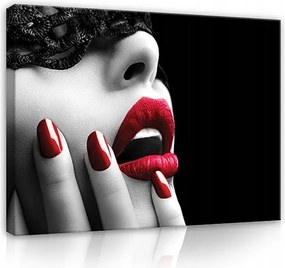 Hálószoba Vászon Falikép Piros Ajkak Nő Nagy XXL 120x80
