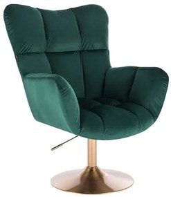 HR650N Sötétzöld modern velúr szék arany lábbal