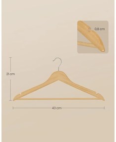 SONGMICS fa vállfa szett, 30 darabos csomag világos bézs színben