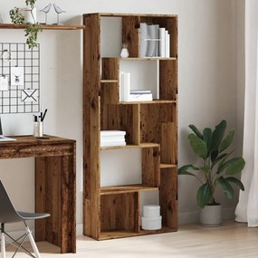 antik fa színű szerelt fa könyvespolc 67 x 24 x 161 cm