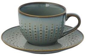Modern porcelán domború cseppmintás teás csésze Drops Celadon