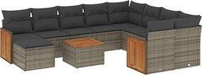 vidaXL 11 részes szürke polyrattan kerti ülőgarnitúra párnákkal