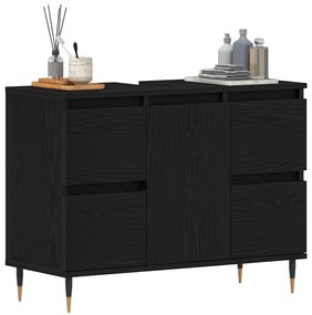 Fürdőszoba Mosdó Szekrény Fekete Tölgy 80x33x60 cm Mérnöki Fa