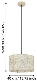 Eglo 390323 - Csillár zsinóron HONTONGAS 1xE27/25W/230V bézs