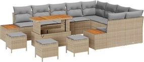 vidaXL Kerti Kanapé Szett 13 pcs Bézs polirattan