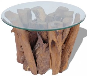 tömör tíkfa uszadék dohányzóasztal 60 cm