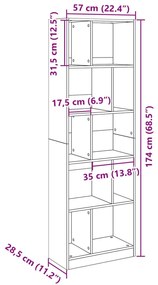 barna tölgy színű szerelt fa könyvszekrény 57 x 28,5 x 174 cm
