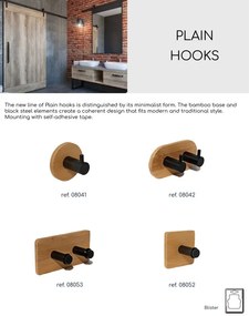 BISK Erga Plain, négyzet alakú 1 horog törölközőhöz, fekete-barna, ERG-08052