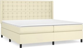 vidaXL krémszínű műbőr rugós ágy matraccal 200 x 200 cm