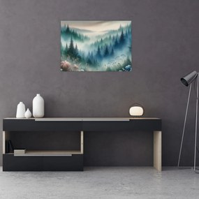 Kép - Erdős táj köddel (70x50 cm)