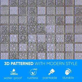 3D PVC falpanel Szürkés mozaik mintás