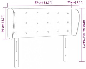sötétbarna szövet fejtámla szárnyakkal 83x23x78/88 cm