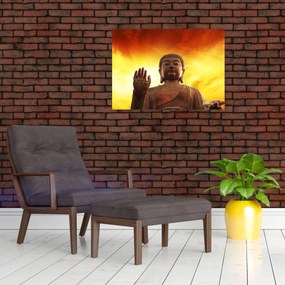 Üveg kép - Buddha piros és sárga háttérrel (70x50 cm)