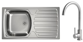 ALVEUS - BASIC konyhai mosogató 78 x 43,5 cm + VIOLA mosogató csaptelep 36,7 cm rozsdamentes acél