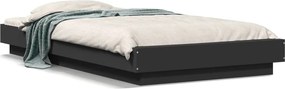 vidaXL fekete szerelt fa ágykeret LED-del 75x190 cm