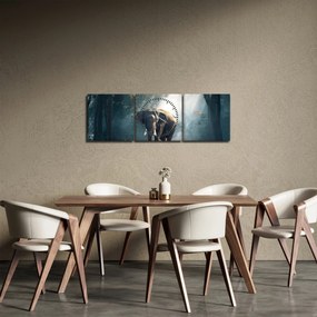 Elefánt a dzsungelben képe (órával) (90x30 cm)