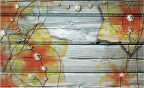 Fotótapéta flizelina Virágok fa geometria kristályok világos 208x146 +ragasztó