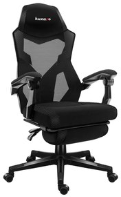 Gamer szék, lábtartó, lélegző anyag, ergonómikus kartámaszok, fekete